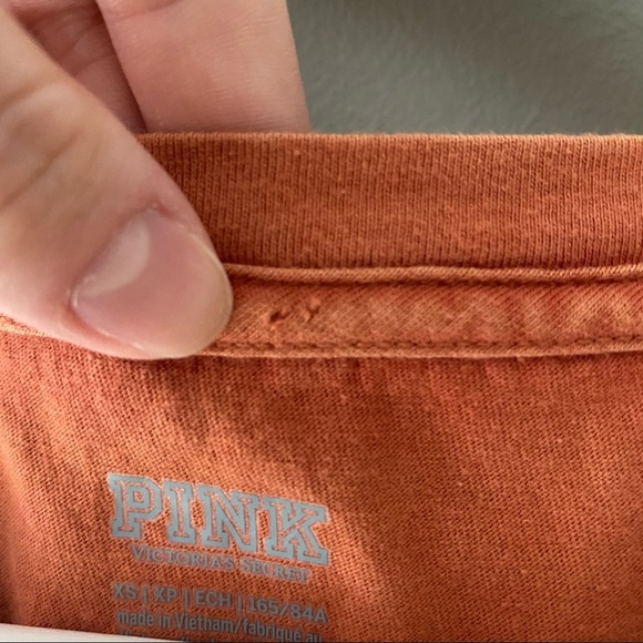PINK Victoria's Secret Oversized Tee Shirt Orange Sz XS - Picture 10 of 10